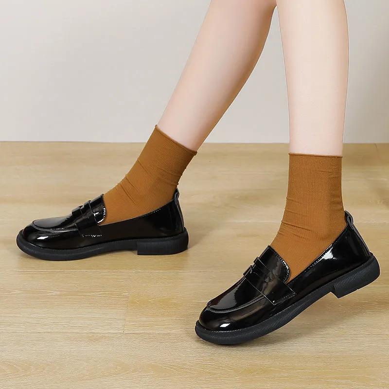 Рабочая обувь JK Маленькие кожаные туфли для женщин и студентов Универсальные весенние и осенние Маленькие кожаные туфли