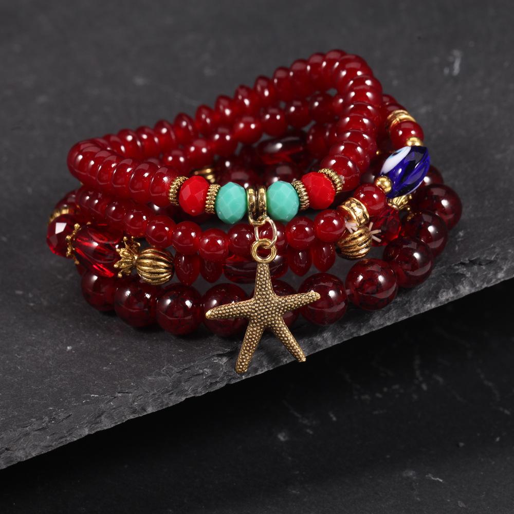 JYL TS Bracelet Bohemian Flag Star Beads Enhances Patriotism