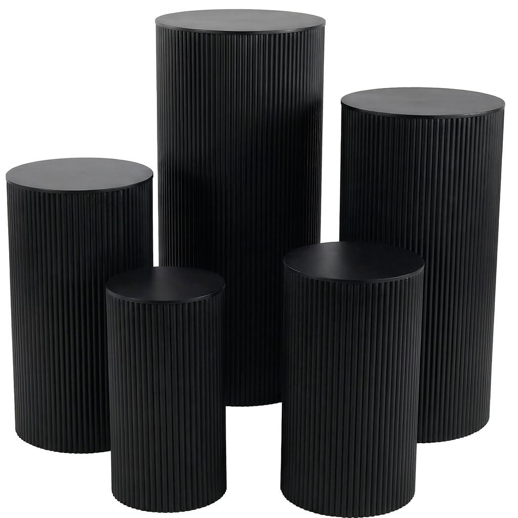 5 Pcs Metal Pleated Cylinder Pedestal Stands Heavy Duty Cake Display Pedestal Stand for Wedding Banquet Vendor Events Decorative
