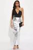 Women's Silver Skirt Stylish Trendy Handmade Pure Lambskin Leather Party Skirt