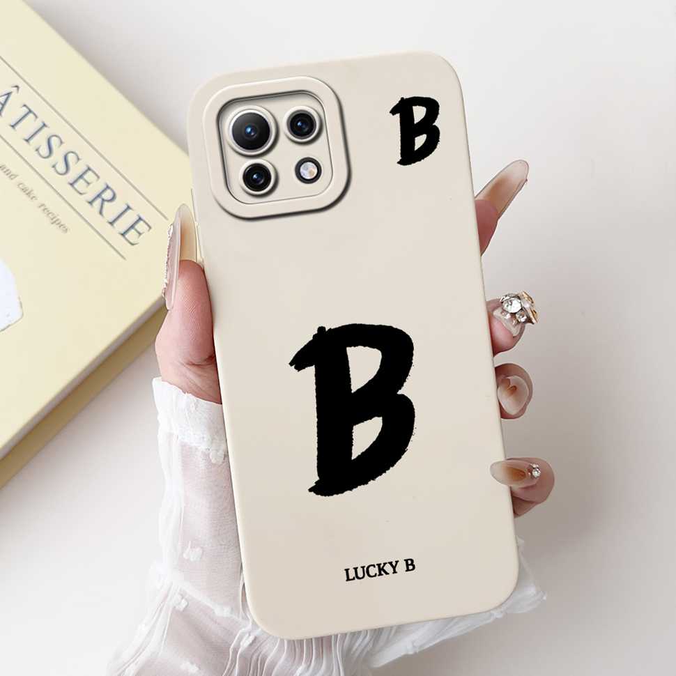 Чехол для Xiaomi Mi 11 Lite 4G 11Lite 5G M2101K9AG Милые Белые Буквы A-Z Мягкий Силиконовый Чехол Для Xiaomi Mi 11 Youth 6.55" Корпус
