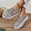 Fashion Trend Colorful Sequin Slip On Thick Sole Women Flat Shoes 2024 New Non-Slip Platform Shoes Ladies Vulcanized Shoes Large Size 45