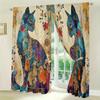2pcs Artistic Cat Printed Curtain For Home Decor, Rod PocketWindow Treatment, For Bedroom, Office, Kitchen, Living Room,AndStudy