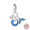 100% Стерлингового Серебра 925 Синий Океан Животное Светящиеся Бабочки Краб Шарм Бусины Подходит 925 Оригинальных Браслетов Роскошные Ювелирные Изделия DIY
