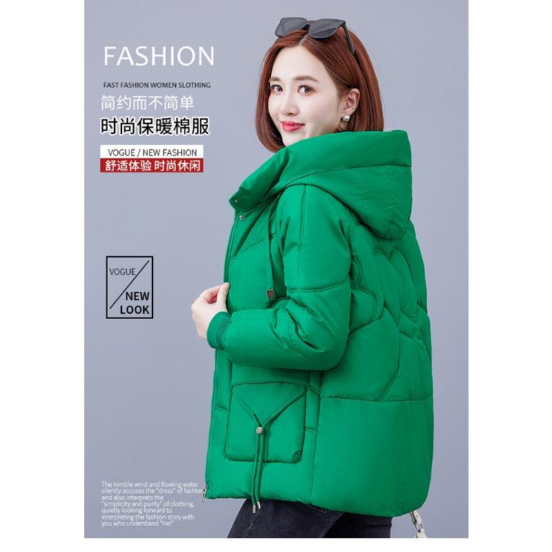 Women Loose Winter Warm Hooded Cotton Padded Coat Solid Color