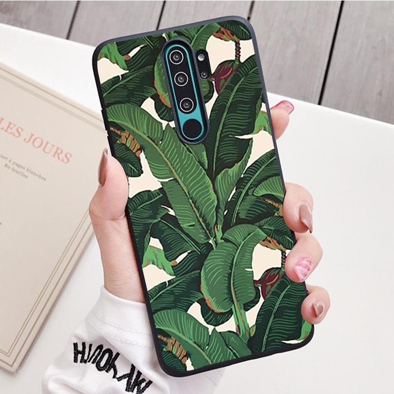Retro Banana Leaf Flower Black Silicone Phone Case For Redmi Note 8 7 Pro S 8T for Redmi 9 7A Cover Shell