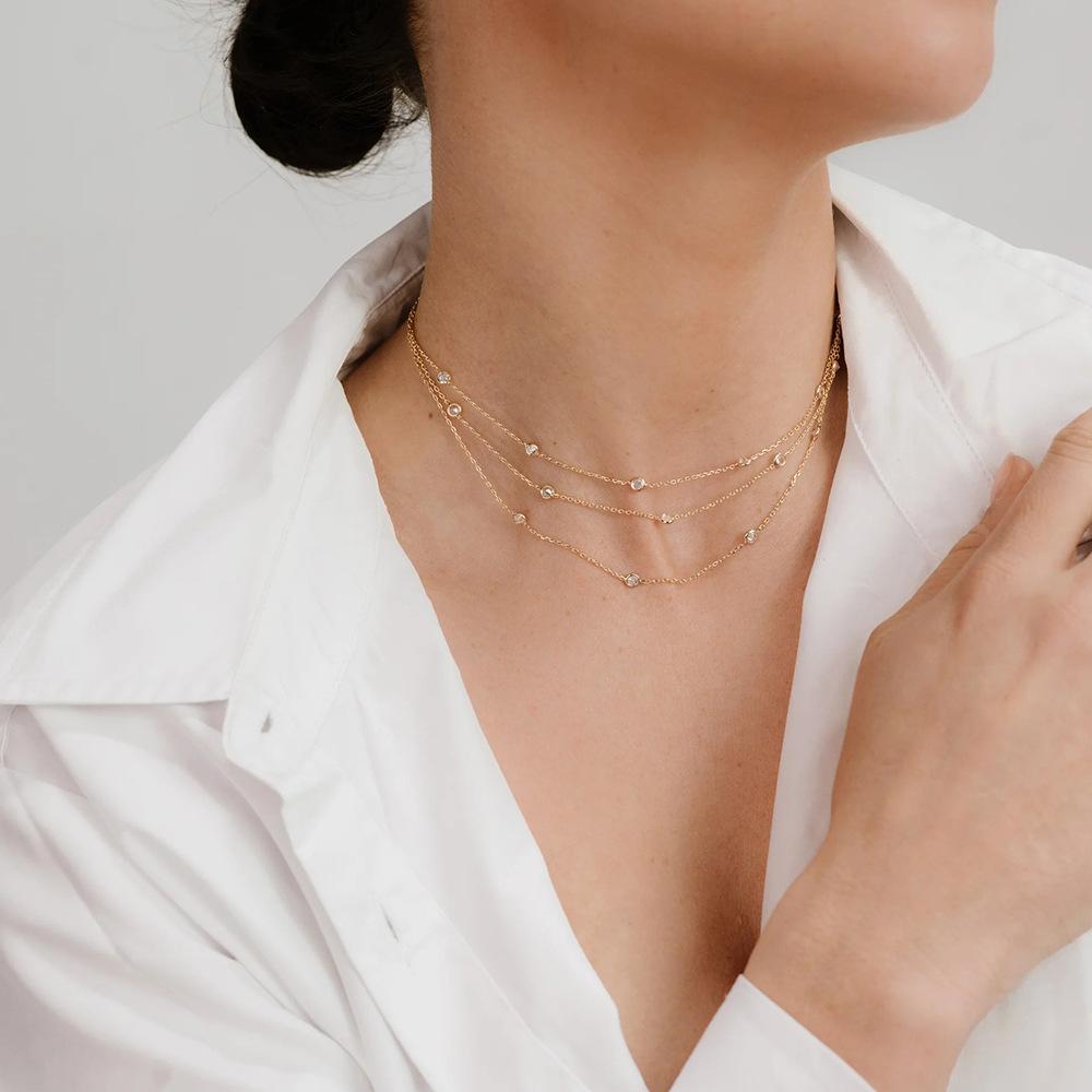 Fashionable Street Girl Stainless Steel Necklace Vintage Multi-layer 18k Gold-Plated Pendant Necklace Unique Exquisite Accessory