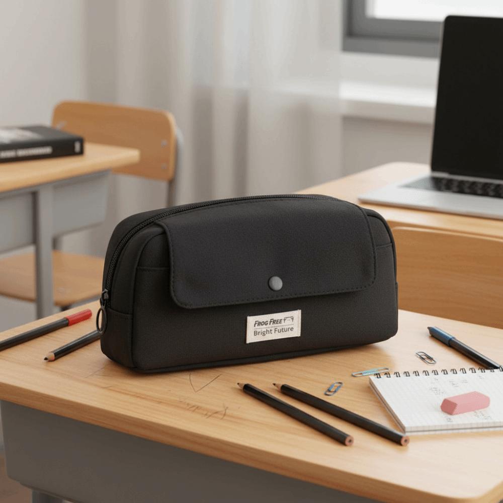 Large Capacity Stationery Bag Solid Color Storage Bag Pencil Case  Stationery Storage