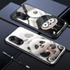 For OPPO A16 A16s A18 A38 A58 A78 A96 A98 Reno8T 10 Pro 12F Realme C30 C33 C63 C65 C67 Cute Panda Design Shockproof Glossy Tempered Glass Phone Case