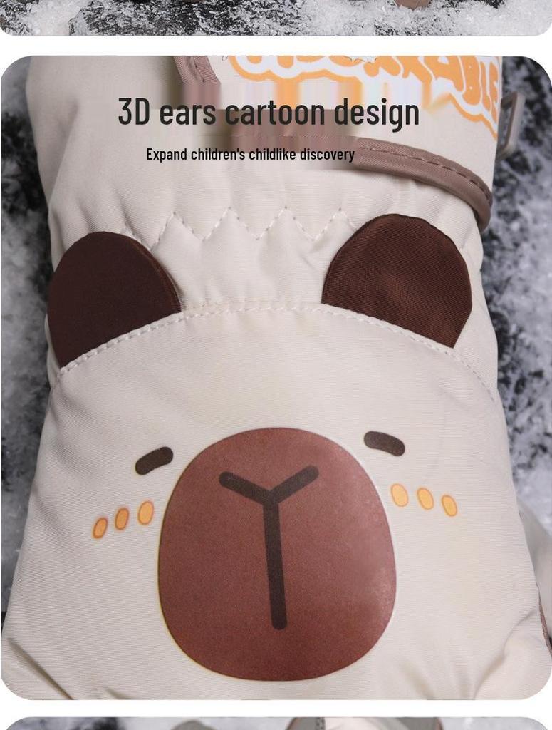 Capybara Kids' Winter Ski Gloves - Waterproof, Windproof, Warm, for Boys, Girls, and Teens