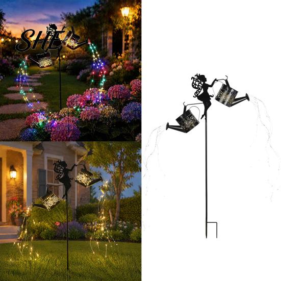 Waterproof Landscape Lighting Solar Watering Can Lantern, Metal Fairy Garden Light, Outdoor Light Stake for Lawn Yard Pathway Decoration Thanksgiving
