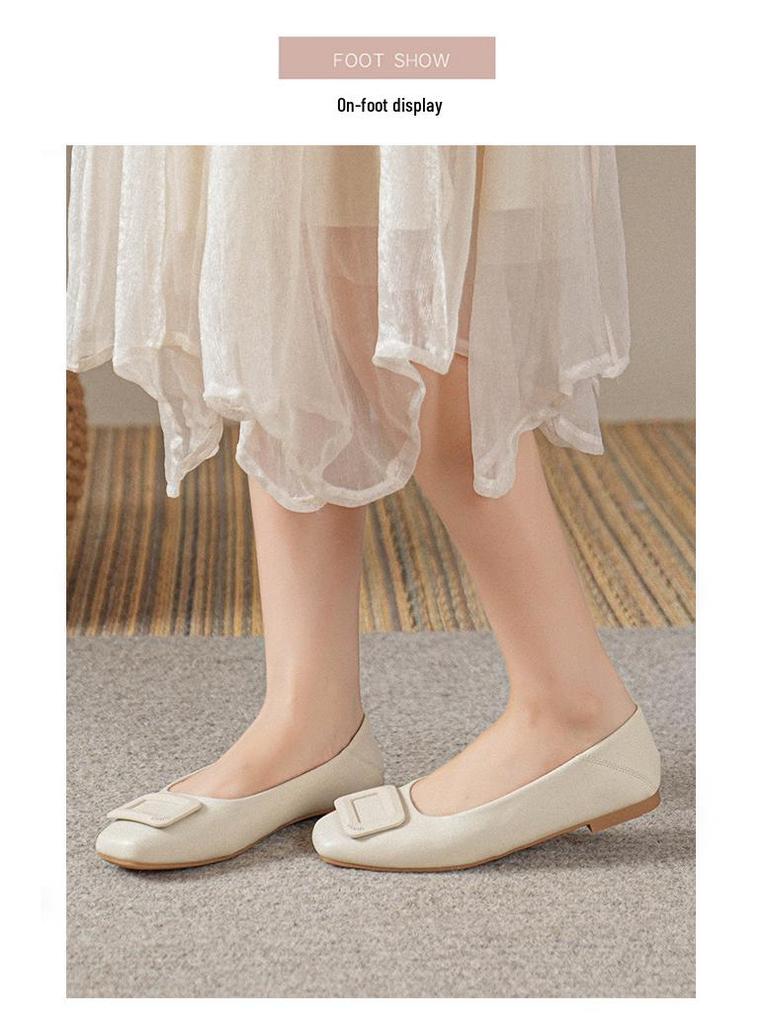 Женские слипоны из натуральной кожи: Универсальные, с низким вырезом, квадратным носком, мягкой подошвой, больших размеров 41-43, коллекция 2025.