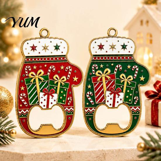 Holiday Kitchen Gadget Accessories Christmas Glove Bottle Opener, Shape Remover with Magnetic Backing, Tree Hanging Ornament Durable Zinc Alloy