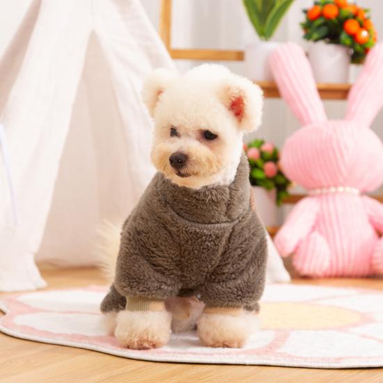 Yousheng Cozy Winter Dog Clothes with Traction Ring 4-Legged Double Sided Thick Long Plush High Collar Warm Pet Clothes