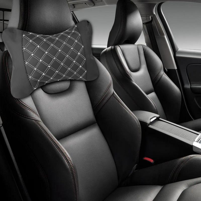 Подушки для автомобиля из искусственной кожи, подголовник, подушка для шеи, поддержка, аксессуары для сидений, черная подушка безопасности, универсальный декор