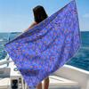 Blue Tiny Florals Beach Towel Ultra-fine Fiber Quick Drying Absorbent Beach Swimming Vacationvacation Essentials Gifts