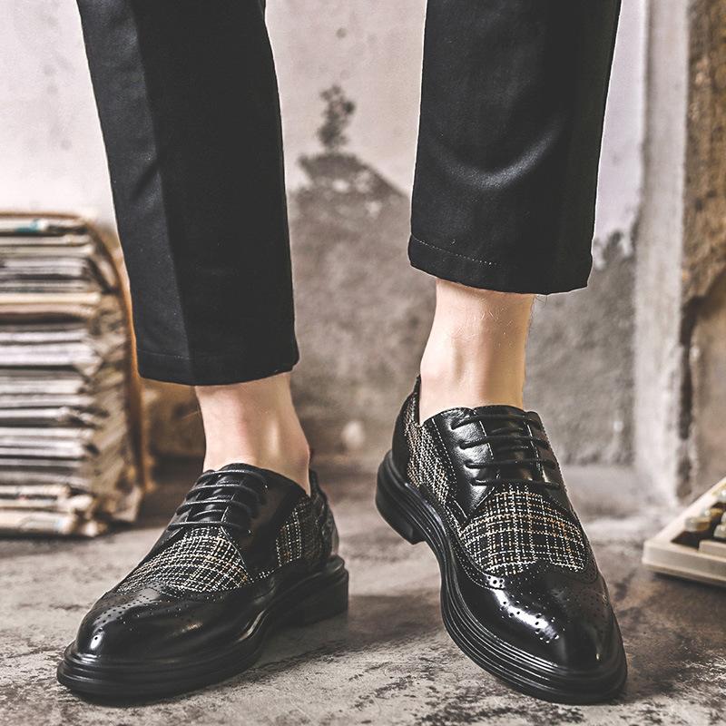 Весна и лето Новые удобные шнурованные трендовые деловые модные мужские туфли с острым носком на низком каблуке мужские кожаные туфли Px55-J