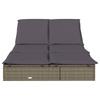 2 Person Sun Lounger with Cushions Grey Poly Rattan