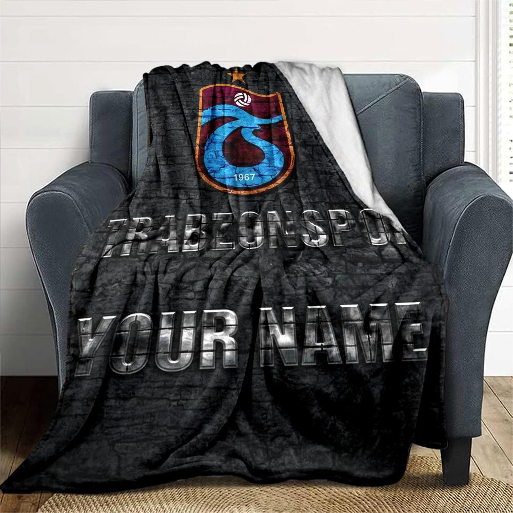 Name Custom Trabzonspor Logo Print Flannel Blanket High Quality Warm Comfortable Cover for All Seasons Perfect for Gifts Home Decor