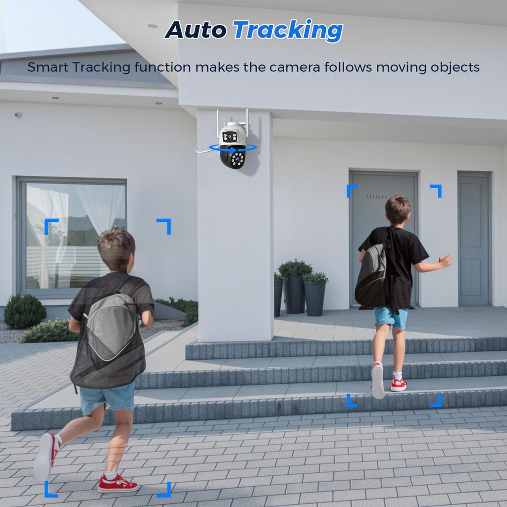 8MP/10MP WiFi PTZ IP-камера видеонаблюдения 5Ghz с двумя объективами, интерком в реальном времени, обнаружение человека, интеллектуальное оповещение, 4K-камеры наружного наблюдения