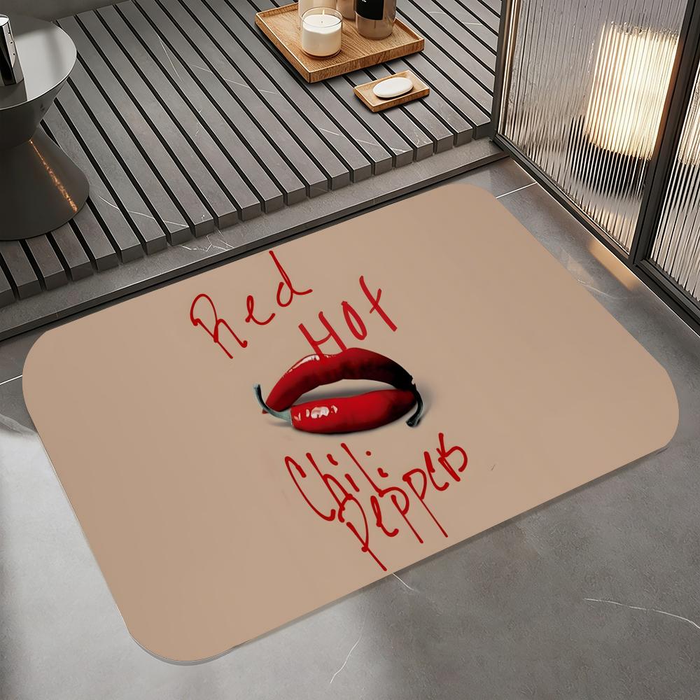 Музыка R-Red Hot Chili Peppers Коврик для пола, Диатомитовый коврик для ванной, Быстросохнущий, Впитывающий, Нескользящий коврик для двери