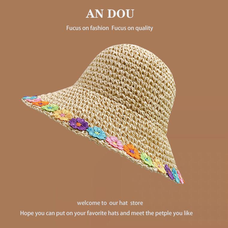 Весенне-летняя милая соломенная шляпа с диким плетением, женская солнцезащитная шляпа для моря, солнцезащитный крем для рыбалки, шляпа с большими полями, показывающая лицо, маленькая шляпа-горшок, прилив