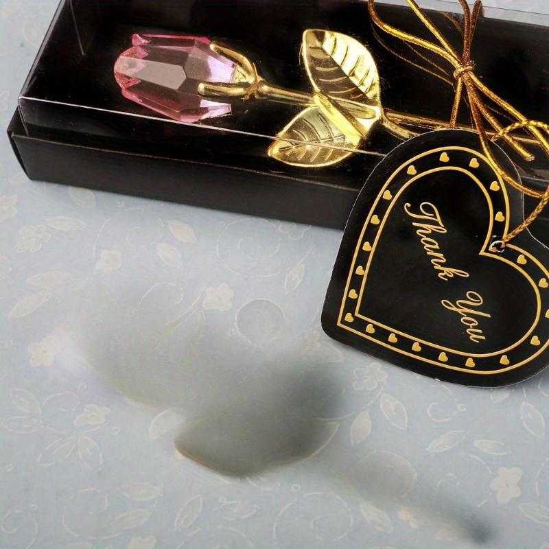 Crystal Glass Rose Flower Figurines Craft Valentine's Day Favors X'mas Lovers' Gift Souvenir Home Wedding Decoration Orn