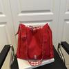 Retro Drawstring Bucket Bag Korean Style Tote Bag Vintage Denim Canvas Bag  Women
