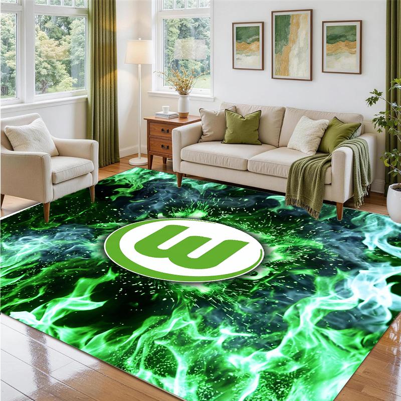 VfL Wolfsburg FC Design Crystal Velvet Rug Soft Decorative Mat for Bedroom Entrance