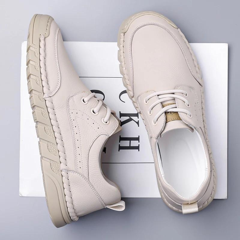 Autumn And Winter Mens Casual Leather Shoes Fashion Business Soft Bottom Walking Shoes Outdoor Antiskid Lace-Up Oxford Shoes