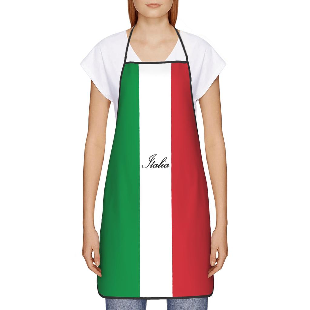 Italian Flag Of Italy Italia Bib Aprons Oil-Proof Polyester Kitchen Pinafore Unisex Adult Fashion Work