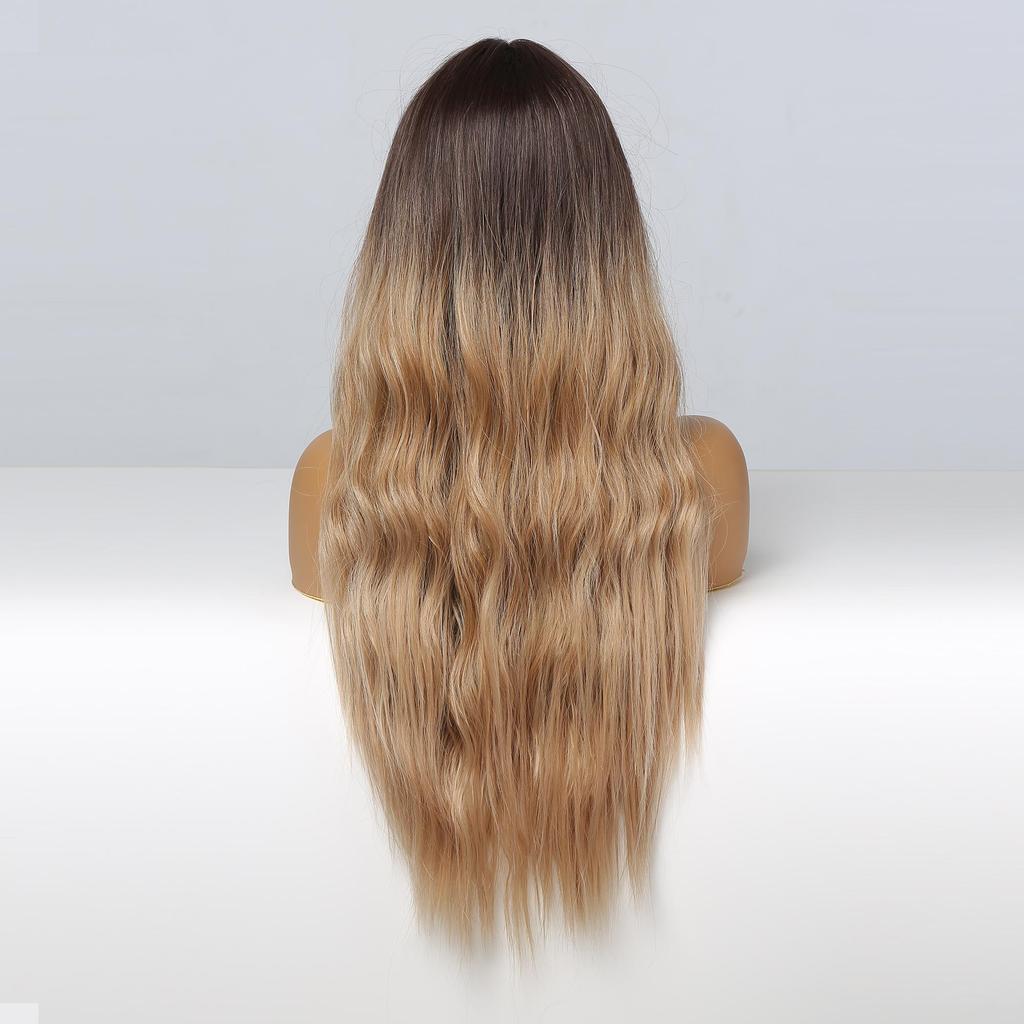 BLONDE UNICORN Синтетический парик Ombre Блондинка Коричневый Длинные парики Средняя часть волос Парик Повседневные натуральные волнистые термостойкие волокна для женщин