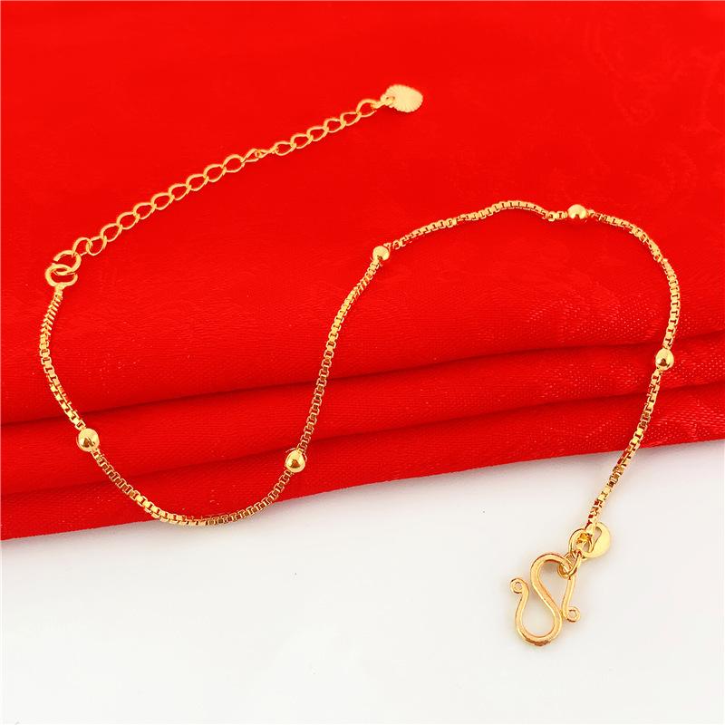 Women's Simple Imitation Sand Gold Fine Twist Bracelet Adjustable Long Time Not Fading Ladies Small Ball Bracelet