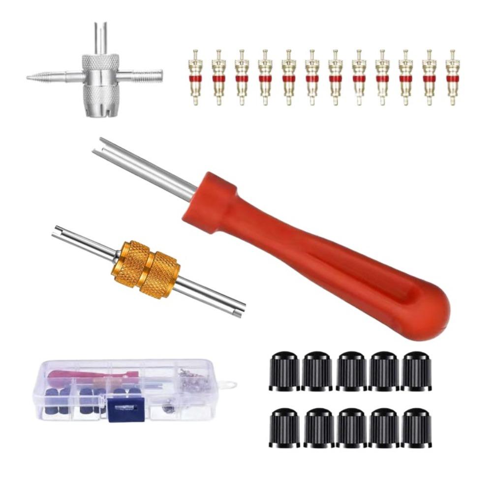 33Pcs Rust-proof Tire Valve Stem Installer Tool Set Multi Function Valve Removal Puller Tool Cars