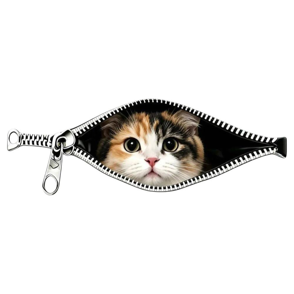 Waterproof Cat Car Sticker Zipper Design Car Window Glass Sticker Pet Lover Decoration