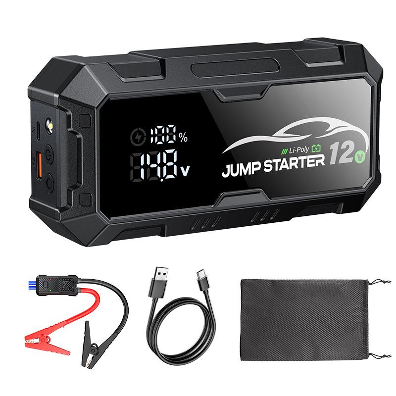 Портативный автомобильный аварийный пусковой power bank 12В, автомобильный пуско-зарядное устройство со встроенным компрессором для накачки шин автомобилей