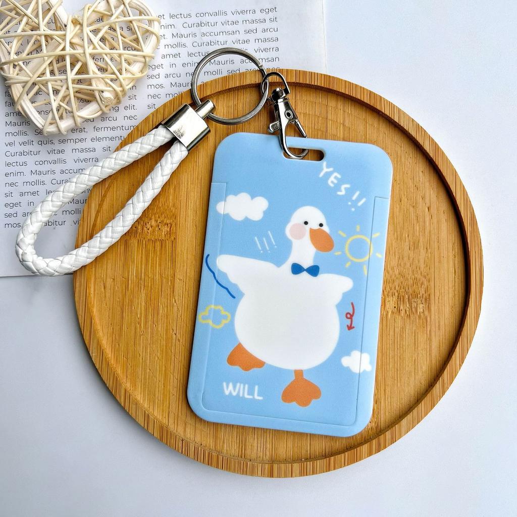 Чехол с мультяшным принтом, идентификационная бирка, чехол для рабочей карты с эластичным ремешком на запястье, держатель для бейджа, чехол для деловой карты доступа