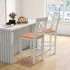 Bar Stool 2 Piece Set Bar Chair Made Of Pine Wood With Footrest Backrest Country Style For Kitchen Living Room Natural