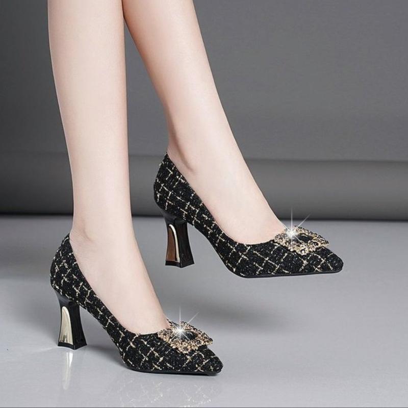 Женские туфли-лодочки со стразами на высоком каблуке 2025 года, новые роскошные женские туфли на шпильках, большие размеры, женские туфли-лодочки