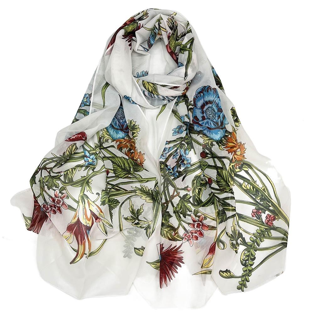 Sun-Resistant Silk Scarf Breathable Long Wraps Portable Beach Shawl for Women