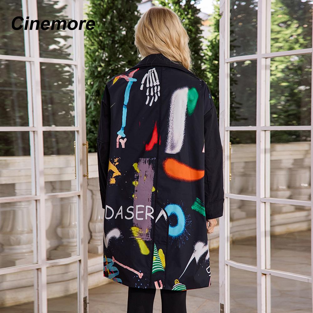 Cinemore Осенний плащ для женщин, длинная ветровка, куртка с двубортным лацканом и поясом, классическая повседневная женская TMD-327PV