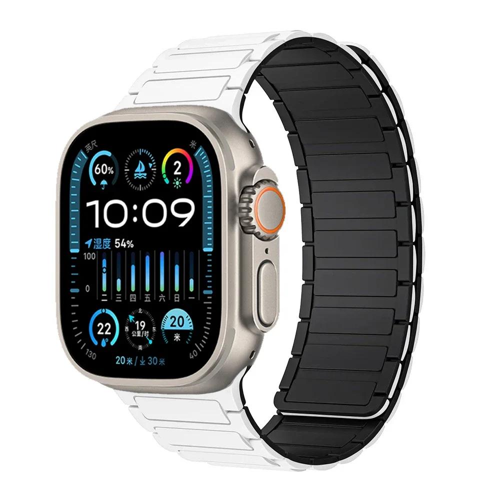Силиконовый ремешок для Apple Watch Band 49мм 46мм 42мм 45мм 44мм 41 40мм Браслет iWatch Серии 11 10 9 8 7 6 5 4 SE Ultra 3 2 49ММ