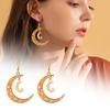 1 пара серег-крючков в стиле ретро со звездой и луной, женские серьги-капли с двойной луной и полым дизайном, ювелирные аксессуары в этническом стиле