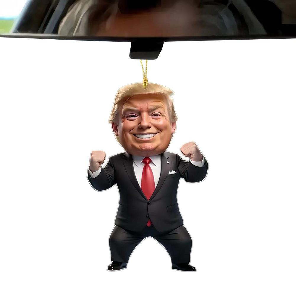 1 шт. Акриловое рождественское украшение в стиле Трампа, подвесное украшение для автомобиля и дерева, идеальный праздничный подарок, забавный мультяшный кулон