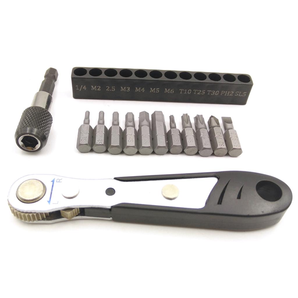 Mountain Bike Ratchet Wrench Set Bicycle Spanner Repair Tool with Allen Key Hex Torx Wrench Bit