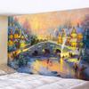 Красивое украшение дома, художественный настенный гобелен, рождественская елка, богемный психоделический сюжет, дорожный матрас