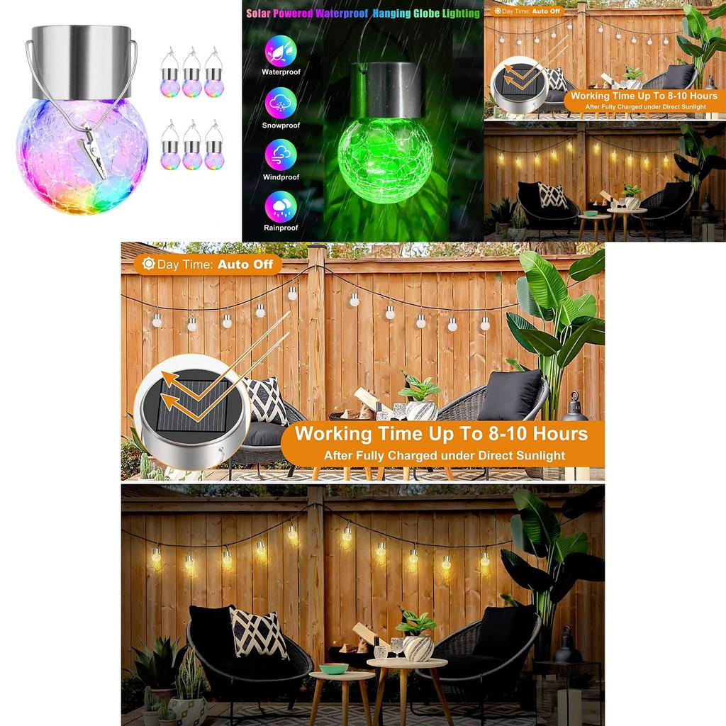 European Style Solar Glass Ball Led String Light Outdoor Crackle Ball Garden Decor Ip65