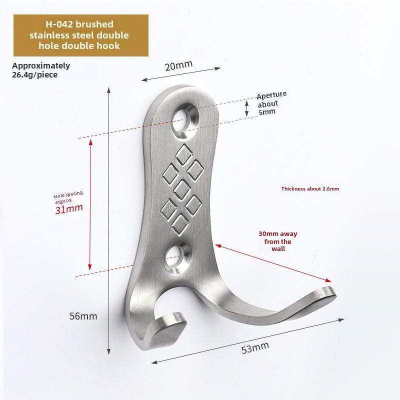 Black Stainless Steel Wall-Mounted Clothes Hook for Bathroom, Kitchen, or Door