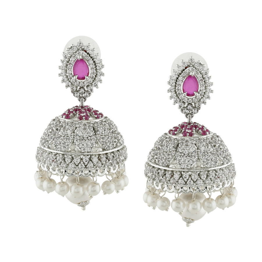 Очаровательные дизайнерские серьги Jhumka Estele с родиевым покрытием и жемчугом для женщин
