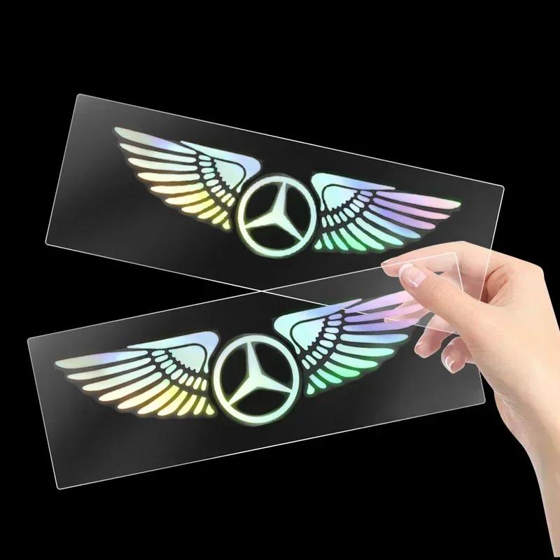 AZP2  Car Logo Angel Wings Decoration 3D Reflective Waterproof Sticker For Mercedes Benz Amg W204 W213 W205 W211 W212 W176 W205 W203